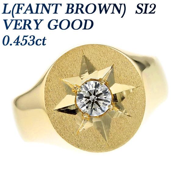 ダイヤモンド メンズリング 印台 縦小判 0.453ct SI2 L(FAINT BROWN 