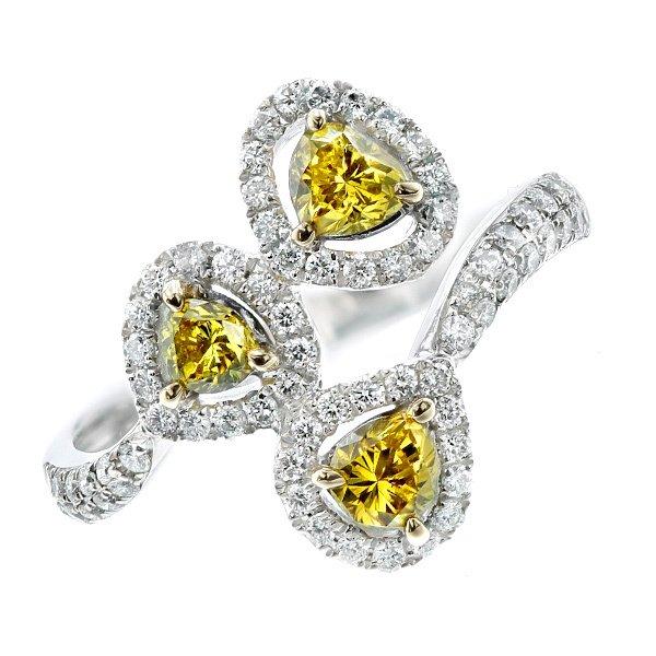 イエローダイヤモンド リング 0.668ct(Total) VS1〜I1 FANCY YELLOW 