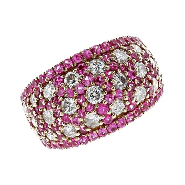 K18 ピンクサファイヤ ダイヤデザインリング 15.5号