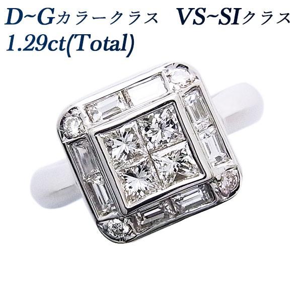 ダイヤモンド リング 1.29ct VS〜SI D〜G プリンセスカット