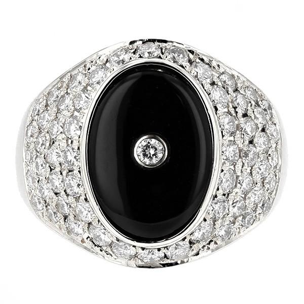 オニキス メンズリング 脇石ダイヤモンド 1.48ct(Total) プラチナ Pt