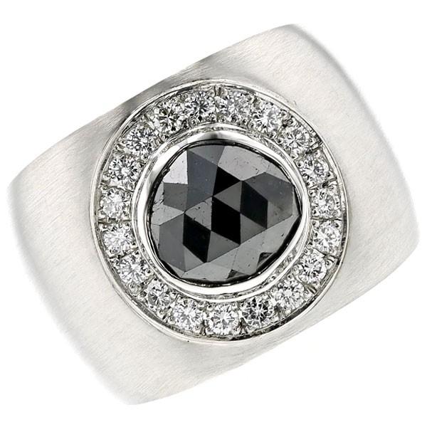 ブラックダイヤモンド メンズリング 3.133ct ファンシーカット 