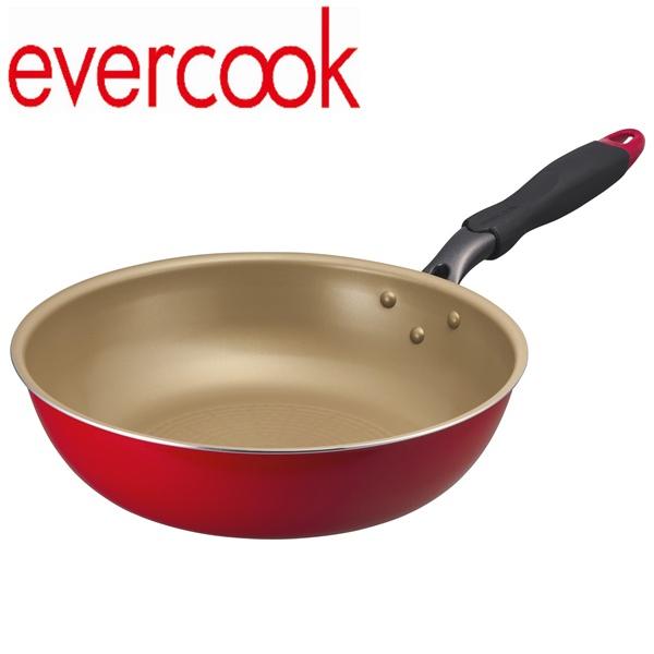 evercook エバークック IH対応 フライパン 28cm 深型 レッド : イオン
