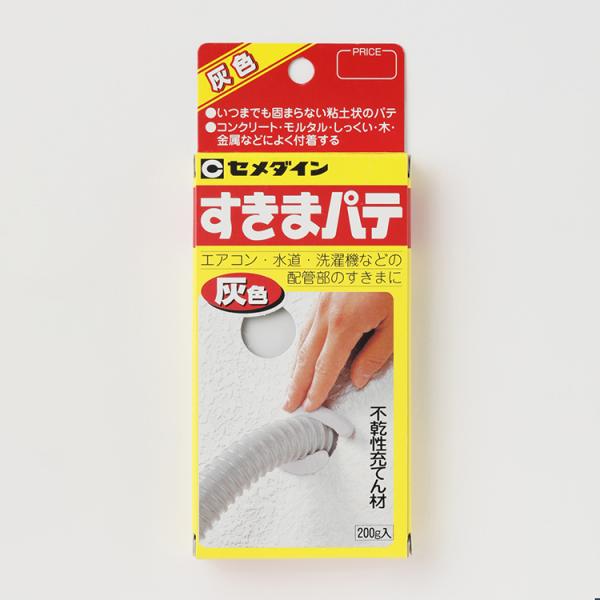 メーカー　セメダインJANコード　4901761301015型番　HC-134商品サイズ　180×75×20/mmカラー　灰色素材　不乾性充填材原産国　日本商品内容　硬くならない不乾性パテです。クーラー配管の壁穴、流し台の配水管回りのすきま...