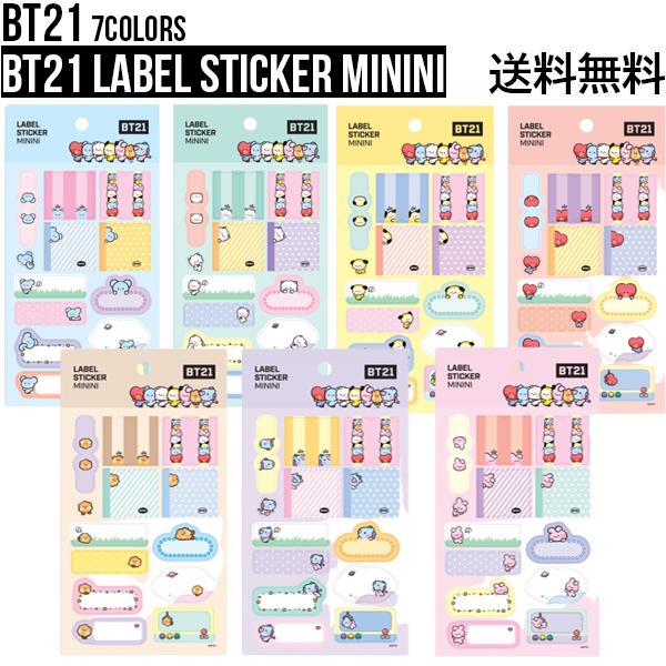 BT21 Label Sticker Minini【送料無料】ラベルスティッカー デコレーション デコステッカー スマホデコ 跡が残らない