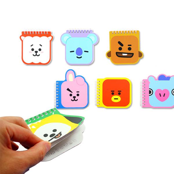 BT21 Memobook【BTS公式グッズ】正規品 公式グッズ コンパクト ノート スプリング メモ帳 リングメモ リングノート 使いやすい 受験 かわいい 学生 学校