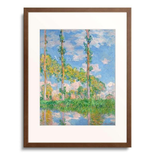クロード・モネ、ポプラ並木、希少な画集より、新品高級額 クロード・モネ、【日を浴びるポプラ並木】、希少な額装用画集
