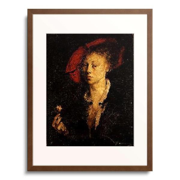 フーゴー・フォン・ハーベルマン Hugo Joseph Anton (Freiherr) von Habermann 「Dame mit rotem Barett und Nelke. 1875」