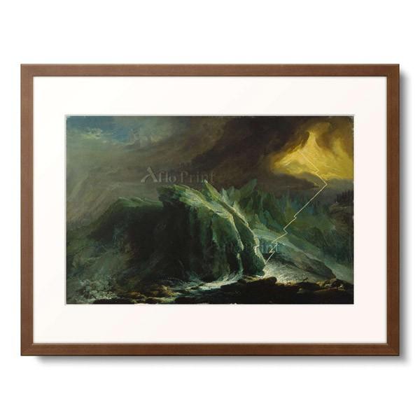 カスパー・ヴォルフ Caspar Wolf 「Tempest with Lightning striking at Grindelwald Glacier.」