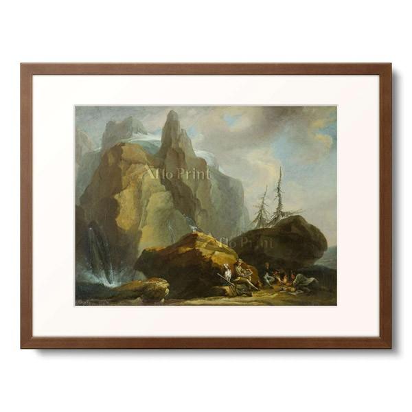 カスパー・ヴォルフ Caspar Wolf 「Landscape in the High Alps with resting Mountaineers and the Painter.」