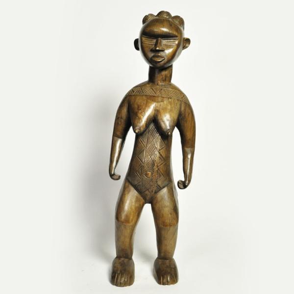 バッサ族女性像（アフリカ アンティーク インテリア 雑貨 エスニック 木彫り 置物 小物 木像）