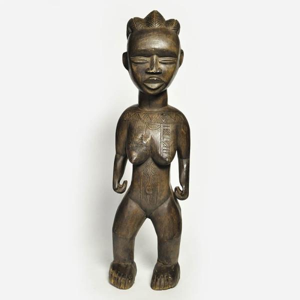バッサ族女性像（アフリカ インテリア エスニック 木彫品）