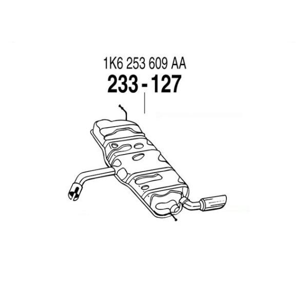 ARM 補修用 R/マフラー アウディ A3(8P) 1.6 スポーツバック アトラクション (5ドア) 05〜08 8PBSE 1.6-8V 75Kw - 2