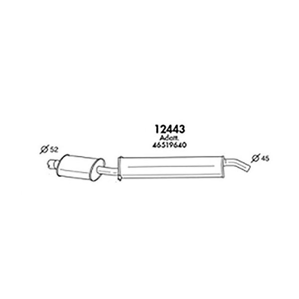 ARM 補修用 C/マフラー フィアット ムルティプラ 99〜00/8 186系 1.6-16V 76Kw 〜00/8車用(C/マフラーのすぐ前に触媒有車) 1
