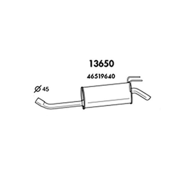 ARM 補修用 R/マフラー フィアット ムルティプラ 99〜00/8 186系 1.6-16V 76Kw 〜00/8車用(C/マフラーのすぐ前に触媒有車) 1