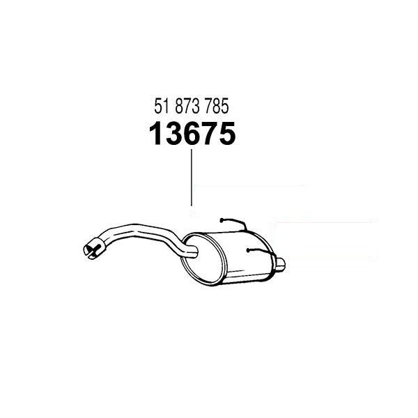 ARM 補修用 R/マフラー フィアット 500 1.4 16V 07〜11 31214 1.4-16V 74Kw 500Cも可 13675