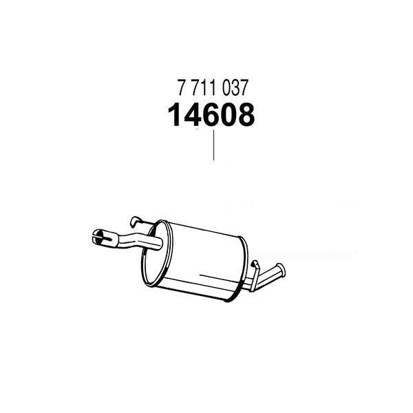 ARM 補修用 R/マフラー フィアット パンダ 1100 (FF) セレクタ (CVT) 93〜99 141B3 141AKA 1.1-8V 37Kw - 1