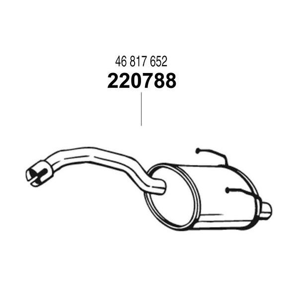ARM 補修用 R/マフラー フィアット ニューパンダ 1.2 (FF) 03〜11 16912 1.2-8V 44Kw - 220788