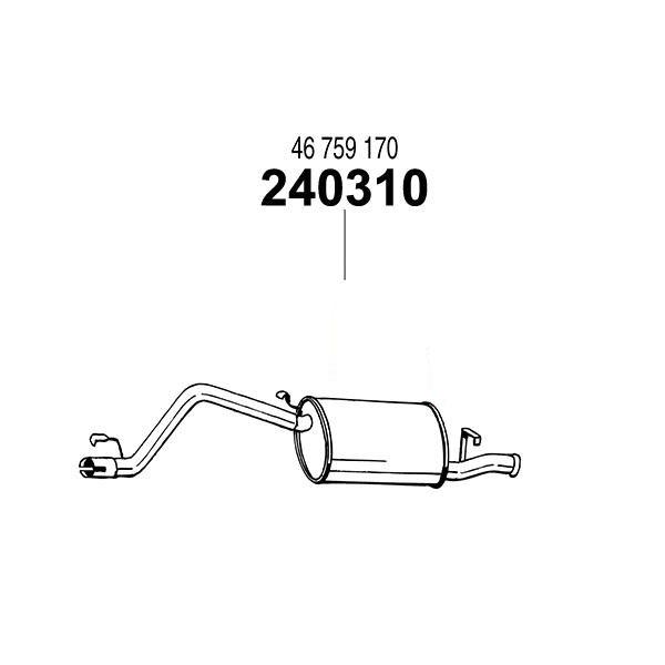 ARM 補修用 R/マフラー フィアット パンダ 1000 (FF) 86〜92 141A2 1.0-8V 33Kw - 240310