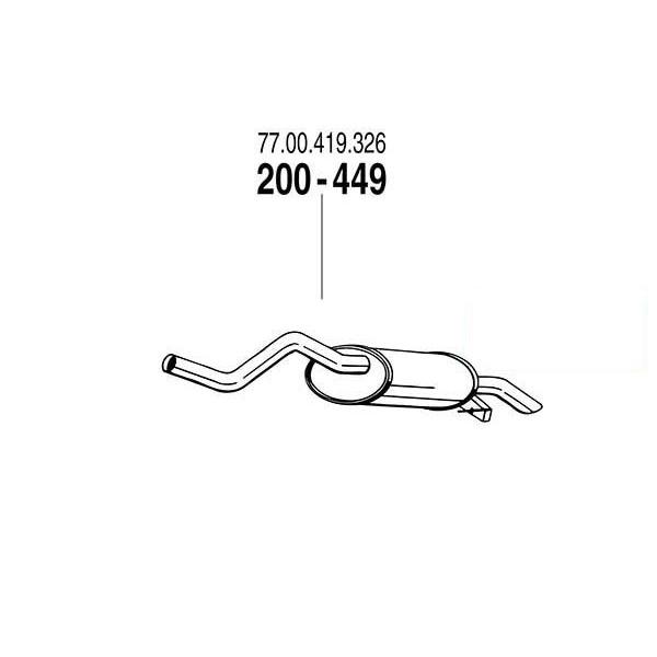 ARM 補修用 R/マフラー ルノー ルーテシアII 1.6 16V 98〜05 BK4M 1.6-16V 81Kw - 200-449