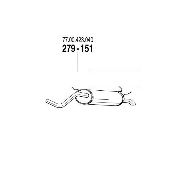 ARM 補修用 R/マフラー ルノー メガーヌI 1.6 ハッチバック/ワゴン 99〜02 AK4M 1.6-16V 81Kw - 279-151
