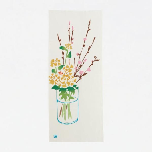 手ぬぐい 菜の花とハチ 注染手ぬぐい にじゆら 37×90cm ホワイト イエロー 日本製