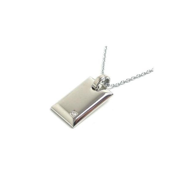 ネックレス ステンレス 刻印無料 サージカルステンレス アクセサリー ホワイトダイヤモンド ブラックダイヤモンド プレート チェーン付き  名入れ