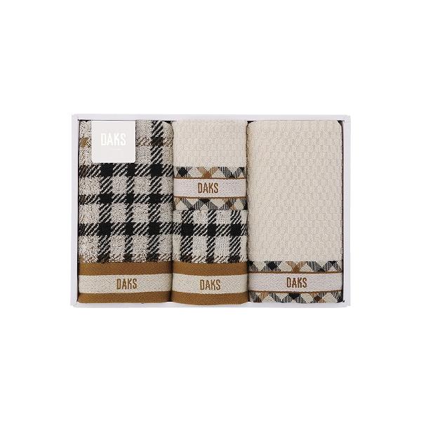 DAKS ダブルハウスチェック フェイスタオル2P＆タオルハンカチ2P 55