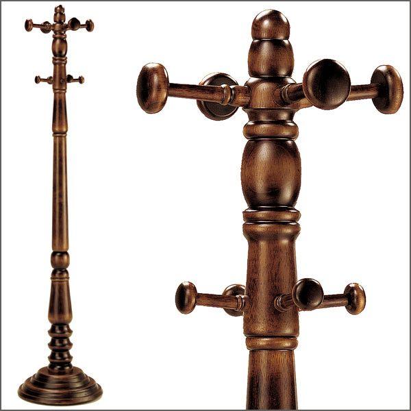 ポールハンガー おしゃれ 木製 送料無料 高級感漂う アンティーク風