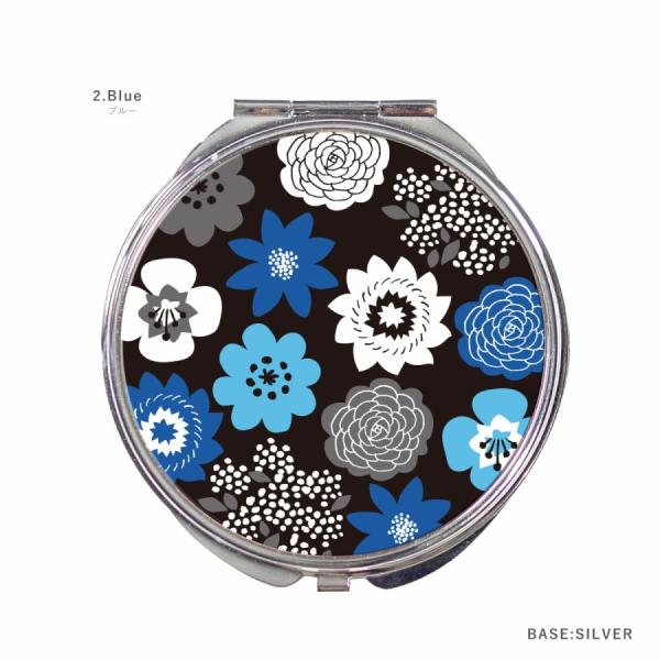 青い花柄 　コンパクト　両面ミラー 　丸い　薄い　軽い　かわいい 青い花柄 コンパクト 両面ミラー 丸い 薄い 軽い かわいい