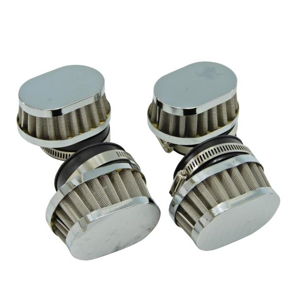 パワーフィルター 54mm バイク オーバル ショート ステンレスxメッキ 4個 XJR1200 XJR1300 GSX1100S GSX750S GSX400S