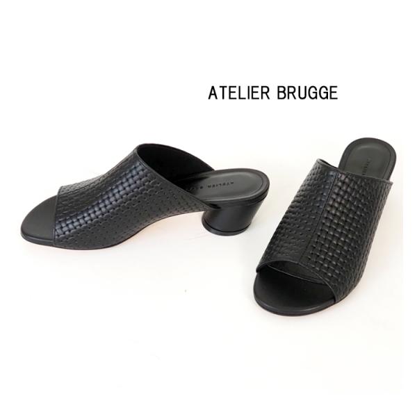 アトリエブルージュ ATELIER BRUGGE ミュールサンダル メッシュレザー レディース