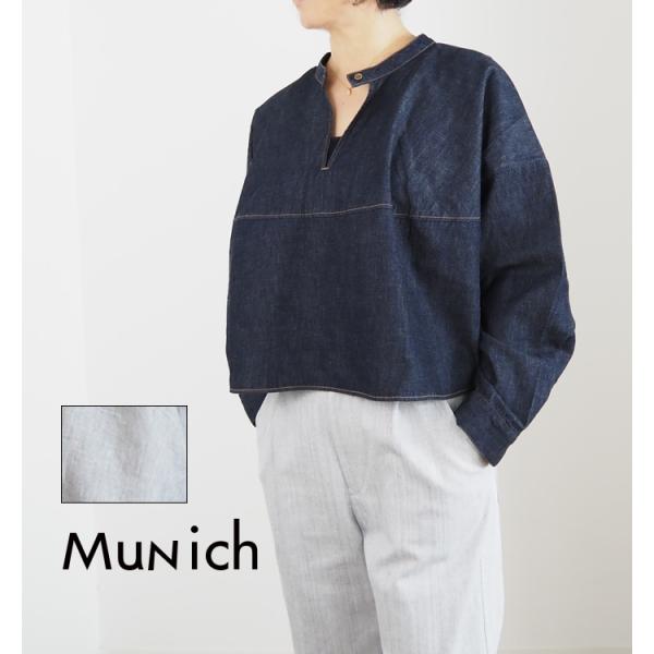 Munich ミューニック 6オンスデニム 前後2WAY クロップトブラウス レディース MN261T14