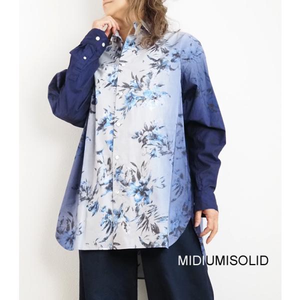 フラワープリント オーバーダイシャツ MIDIUMISOLID ミディウミソリッド レディース メンズ