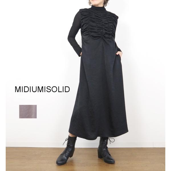 MIDIUMISOLID ミディウミソリッド ランダムシャーリングワンピース レディース 4-152166