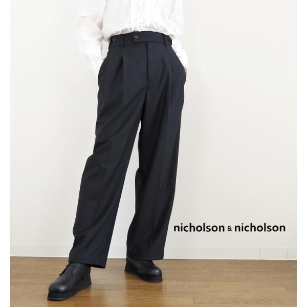ニコルソンアンドニコルソン nicholson and nicholson ツータックストレートパンツ レディース KARL-TRO