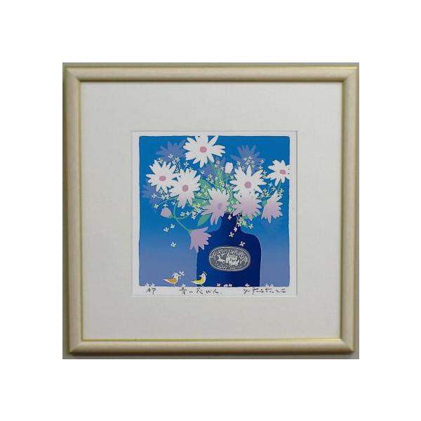 作品名　青い花びん    作家名　吉岡浩太郎    ○作品詳細    作品の種類　シルクスクリーン版画    作品の詳細　エディション500部/作家サイン    絵サイズ　15.0X15.0センチ    額縁サイズ　32.0X32.0センチ...