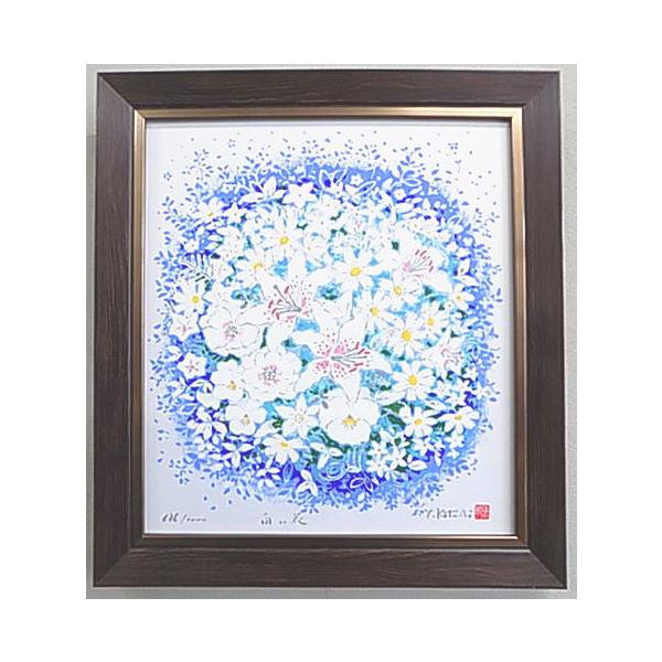風水家庭運 吉岡浩太郎色紙版画 白い花SSF2