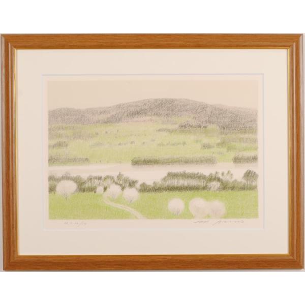 安野光雅 湖のような海（クロアチア） 額装品 ダイヤモンド・スクリーニング 風景 安野光雅 ボヤノヴィツェ 絵画 チェコスロバキア 風景画 リトグラフ