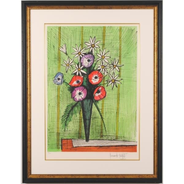 愛用 花 ベルナール・ビュッフェ 絵画 「アネモネと 版画 リトグラフ 絵画