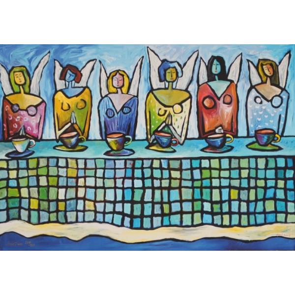 レオナルド ダビンチ 絵画 最後の晩餐 パロディ シルクスクリーン 版画 ジャネット デイビス ラストカプチーノ 額付き Davis Lastcaptino アートギャラリーモトカワヤフー店 通販 Yahoo ショッピング