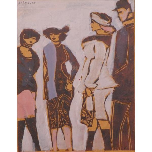 夏セール再値下！大型リトグラフ【デビット・シュノイヤー】 絵画 107×89cm agmotokawa_debi-parinohitobito