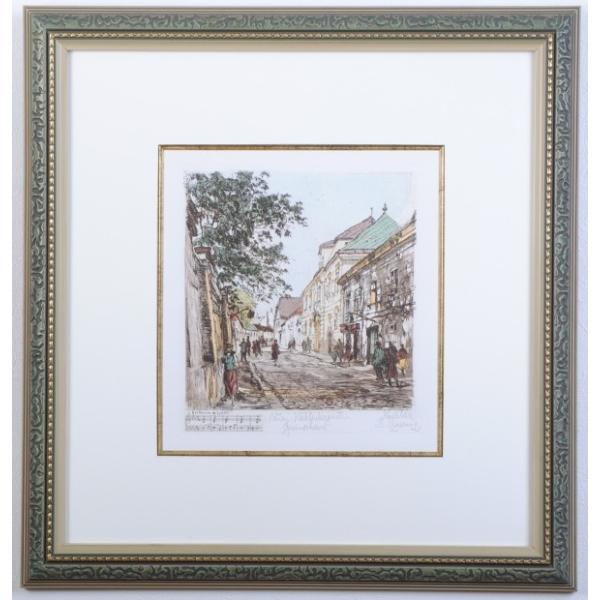 グゾーニング ベートーベンの家・2 銅版画 エッチング 風景画 作者サイン入り 銅版画 絵画 風景画 グゾーニング 「ベートーベンの家・2」 額付き
