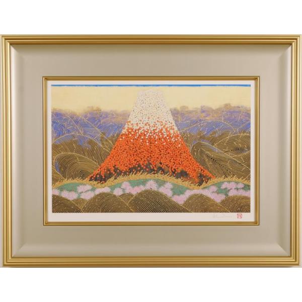 漆喰絵画 赤富士と梅の花 fkip.unmul.ac.id