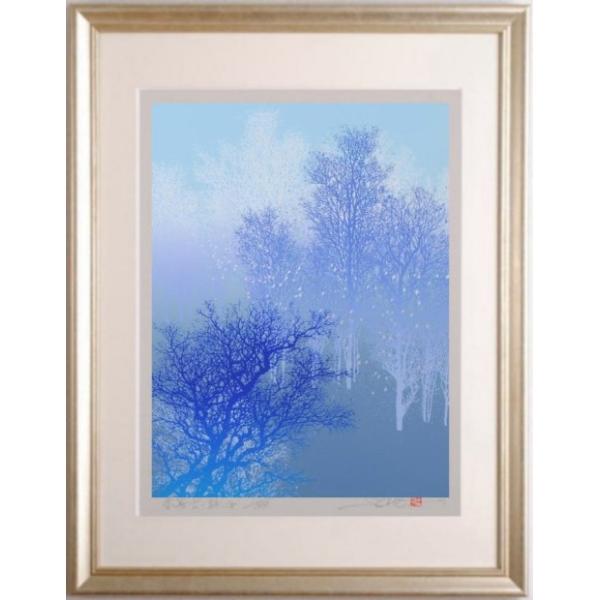 木 絵画 森 絵 シルクスクリーン 版画 池上壮豊 「流季」 額付き