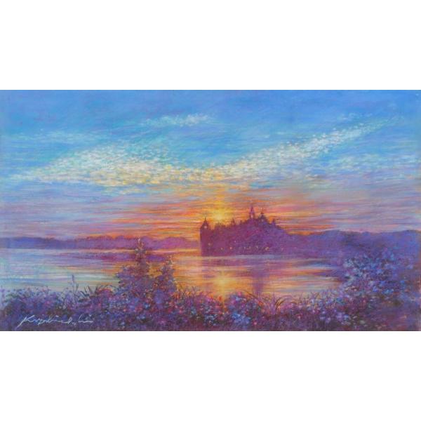 パステル画「湖畔の城」 パステル画「湖畔の城」