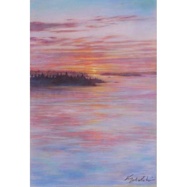 石井清　パステル画　冬の月　フィンランド　絵画　芸術　画家　アート　北欧 フィンランドのパステル画（石井清 パステル画 冬の月