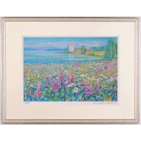 『海岸の家』風景 肉筆絵 絵画 油絵 尾瀬 （佐藤俊男） 【海・山】【肉筆】【油絵】【日本の風景