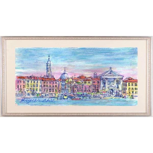 ヴェネツィア 風景画 絵画 イタリア 水彩画 石井清 「運河の ヴェネツィア 風景画 絵画 イタリア 水彩画 石井清 「運河の