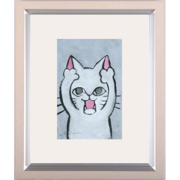 白猫の華　1点もの　アクリル画　A4　アート　額付き　送料無料 白猫の華 1点もの アクリル画 A4 アート 額付き 送料無料 送料